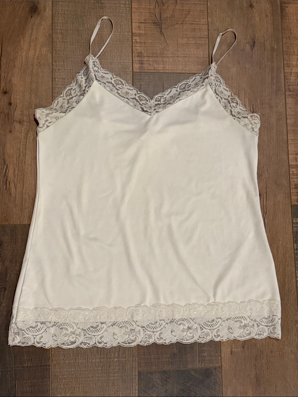 Women's White Camisole laced trim XL